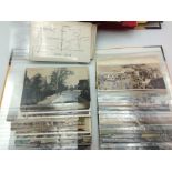 4 folders of postcards to include military related and vintage