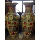 Pair of 60cm satsuma vases, one is a/f around rim but pieces are present