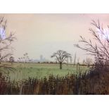 3 paintings to include Jennifer sargent watercolour of field (24 x 20), John Abbott watercolour of