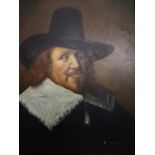 F Rowe signed oil on board of gentleman, possible Guy Faulkes, (60 x 70)cm