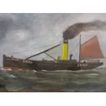 A naive oil on canvas of fishing boat SN163 "Nancy". (11.5 x 19.5) inches