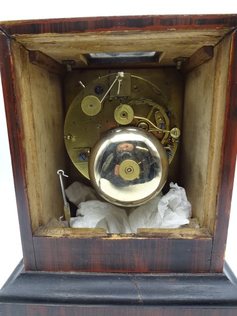 French wood carriage clock with enamel face, signed Hey Marc Paris - Image 3 of 3