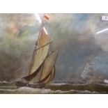 E Turner signed oil on canvas of sailboats