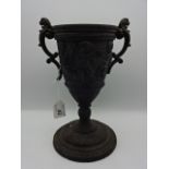 Cast metal 'cherub' vase, 23cm tall