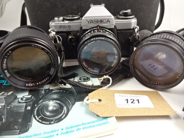 YASHICA FX-D QUARTZ BUNDLE WITH HELIOS 1:2.8 50MM, YASHICA 135MM ETC IN CASE - Image 2 of 3