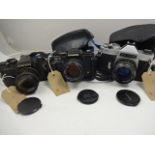 3 CHINON CAMERAS TO INCLUDE CPX AUTO CHINON 1:1.7 50MM WITH CASE, CA-4 AUTO CHINON 1:1.9 50MM, CS