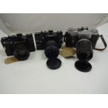 3 ZENIT CAMERAS TO INCLUDE 12XP HELIOS 2/58 44MM, 11 HELIOS 2/58 44MM AND B SOLIGOR 1:2.8 135MM