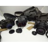 3 CAMERAS WITH BAGS AND CASES TO INCLUDE CHINON CM-4S CHINON 1:1.8 50MM, CHINON GENESIS AND