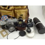 PETRI FT CAMERA BUNDLE PETRI LENSES, FLASH, BAG ETC