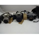 3 PENTAX CAMERAS TO INCLUDE MG ASAHI 1:2 50MM WITH CASE, MZ-30 PENTAX 35-80MM AND MZ-50 35-80MM