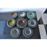 Lot of 8 Commemorative Tyre Ash Trays including 2x Watts Tyres 1x Fort 1x US Royal Master 1x Amaco