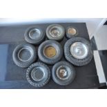 Lot Of 8 Commemorative Tyre Ash Trays including 1x Victory Tyre 1x Cooper Armored Car 1x Sargent and