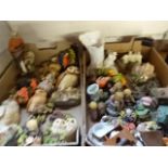 2 boxes of figurines to include owl ornaments