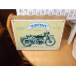 Repro Metal Vincent Motorcycle sign