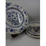 J & G Meakin Blue Nordic pattern dinner set for 6 (plus 7 extra dinner plates), 45 pieces total plus