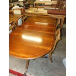 Twin Pedestal Dining Table with one leaf & 6 Chair Frames ( 2 are carvers )