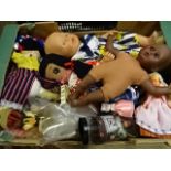 2 Boxes of vintage dolls