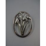 White metal Scandinavian snowdrop brooch