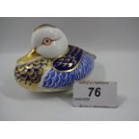 Royal Crown Derby Duck, silver stopper, 12 long