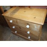 Stripped Vicky Pine 2 short over 2 long Chest of Drawers 35 inches wide 30 1/2 tall