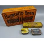 Quantity of vintage tins, mostly industrial related to include Dunlop repair kit, Fluxite,