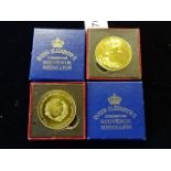 2 x ER2 coronation medallions in boxes