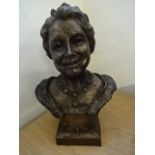 Bronzed bust of the queen mother, 26cm tall by Heredities