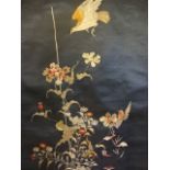 Pair of oriental silk stitching's (55 x 110)cm, plus 2 parasols