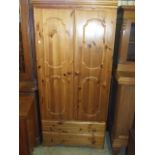 Pine 2 Door Wardrobe with 2 Drawers Below