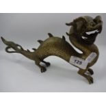 Brass Chinese dragon figure, 30cm long