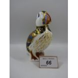 Royal Crown Derby puffin, silver stopper, 13cm tall