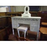 Modern White Painted Dressing Table with stool and mirror ( legs are loose )