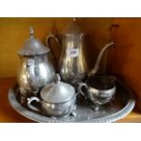 5 piece plated tea set