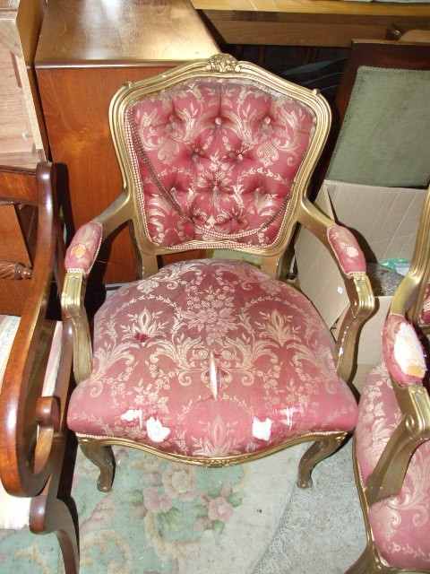 Pair Gilded French Style Armchairs for reupholstery - Image 2 of 4