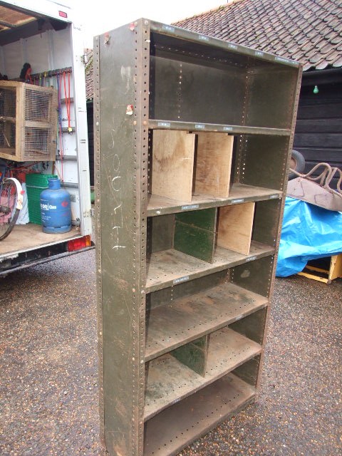 Retro Metal Shelving Unit 3 ft wide 75 inches tall 1 ft deep