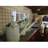 3 Vintage Galvanised Watering Cans