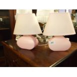 2 Pink Ceramic Table Lamps & 2 Glass Table Lamps