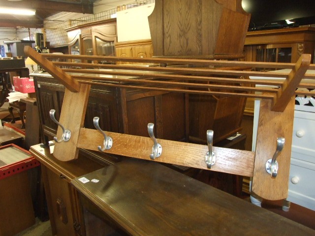 Oak Coat Hooks with Shelf 34 inches wide