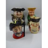 4 Toby jugs to include Staffordshire pottery Chelsea Pensioner Audley, one Burlington ware, one