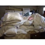 Large qty bed linen , quilts pillows etc some duck feather quilts ( house clearance )