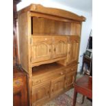 Large Oak Display Unit with Drinks Cabinet
