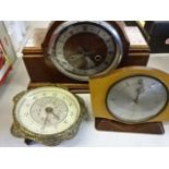 2 small wind up mantle clocks including Metamec plus one larger key wind with key and pendulum