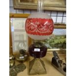 British made brass and red glass lantern