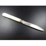 John Oxley, Sheffield, 1858 Silver and Mother of Pearl Fruit knife - Engraved 'Elizabeth'