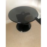 Black Glass Pedestal Round Coffee Table