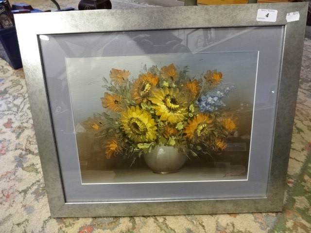 Still life oil on board of flowers, signed (57 x 47)cm - Image 2 of 3