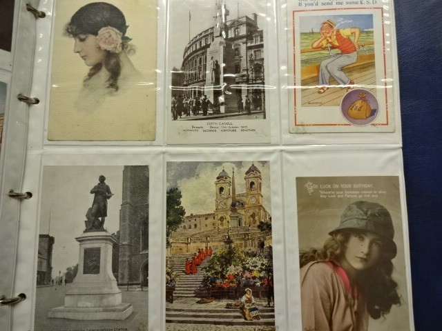 3 folders of various aged postcards including military, tourist, royal etc - Image 5 of 8