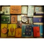 Quantity of vintage tins, tobacco related to include The Greys, Wills, Savory etc