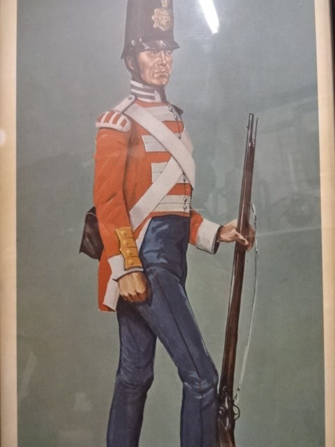 4 prints of military infantry uniforms (25 x 54)cm