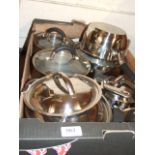 Box Stainless Steel Saucepans ( house clearance )
